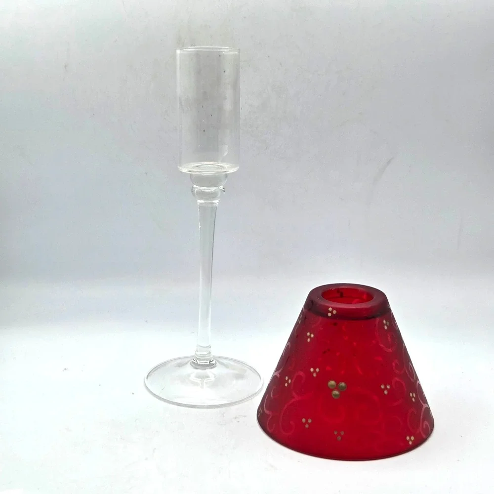 Vintage PartyLite P9247  Festive Flair Candle Lamp - Red Candle Holder - Picture 4 of 5